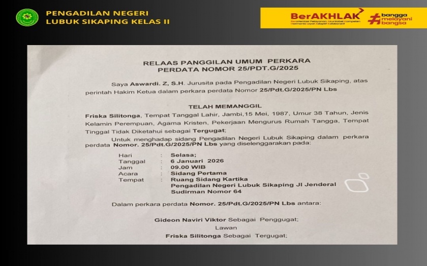 PANGGILAN UMUM KEPADA A.N. FRISKA SILITONGA