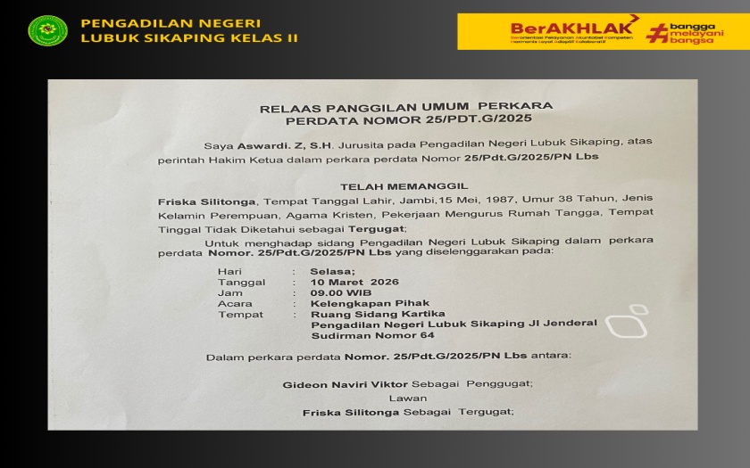 RELASS PANGILAN KEPADA FRISKA SILITONGA